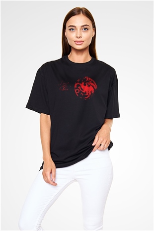 Game of Thrones Siyah Unisex Oversize Tişört T-Shirt