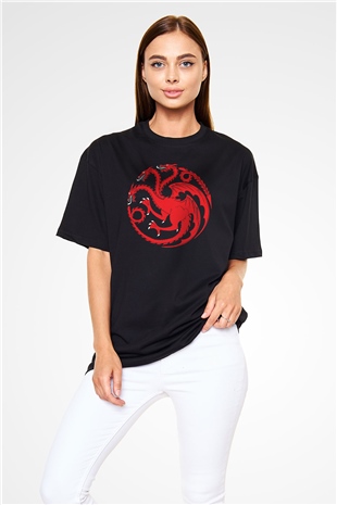Game of Thrones Siyah Unisex Oversize Tişört T-Shirt