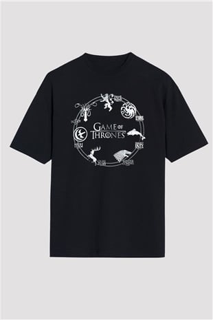 Game of Thrones Siyah Unisex Oversize Tişört T-Shirt