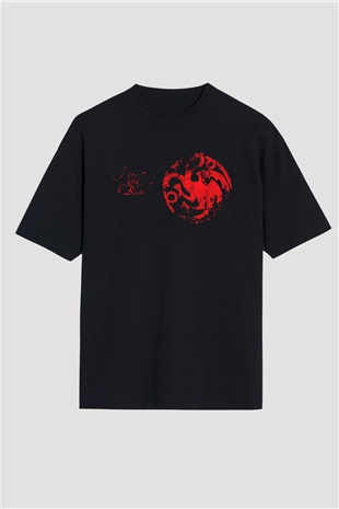 Game of Thrones Siyah Unisex Oversize Tişört T-Shirt