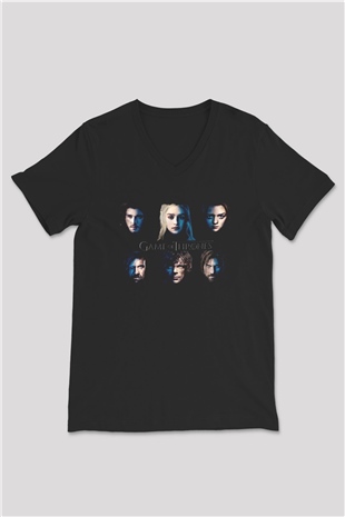 Game of Thrones Siyah Unisex V Yaka Tişört
