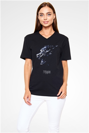 Game of Thrones Siyah Unisex V Yaka Tişört T-Shirt
