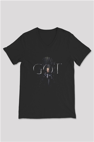 Game of Thrones Siyah Unisex V Yaka Tişört