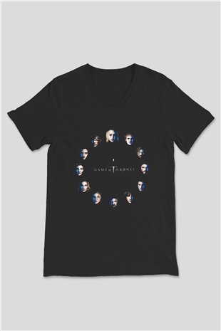 Game of Thrones Siyah Unisex V Yaka Tişört