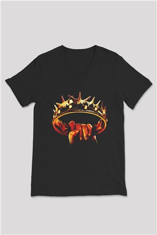 Game of Thrones Siyah Unisex V Yaka Tişört