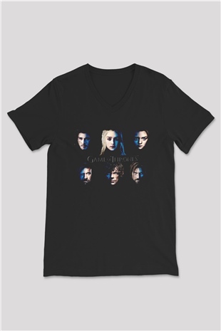 Game of Thrones Siyah Unisex V Yaka Tişört
