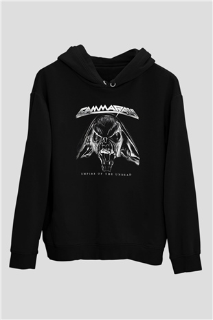 Gammaray Baskılı Unisex Siyah Kapüşonlu Sweatshirt