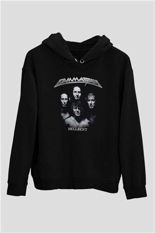 Gammaray Baskılı Unisex Siyah Kapüşonlu Sweatshirt
