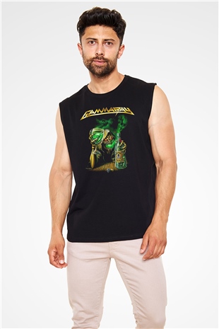 Gammaray Baskılı Unisex Siyah Kolsuz Tişört - Tshirt