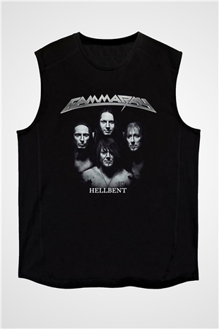 Gammaray Baskılı Unisex Siyah Kolsuz Tişört - Tshirt