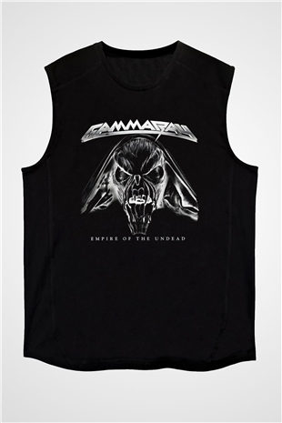 Gammaray Baskılı Unisex Siyah Kolsuz Tişört - Tshirt