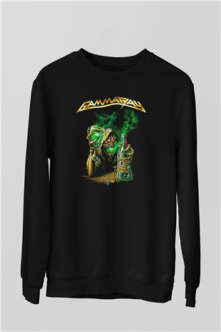 Gammaray Baskılı Unisex Siyah Sweatshirt