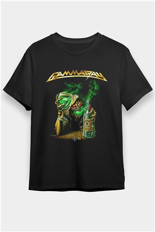 Gammaray Baskılı Unisex Siyah Tişört - Tshirt
