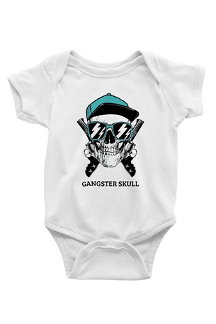 Gangster Kuru Kafa BaskılıBeyaz  Bebek Body - Zıbın