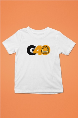 Garfield Baskılı Beyaz Unisex Çocuk Tişört