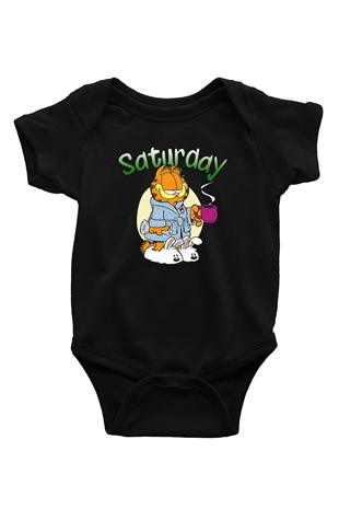 Garfield Baskılı Siyah Bebek Body - Zıbın