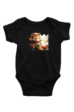 Garfield Baskılı Siyah Bebek Body - Zıbın