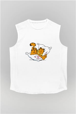 Garfield Beyaz Unisex Kolsuz Tişört