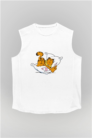 Garfield Beyaz Unisex Kolsuz Tişört