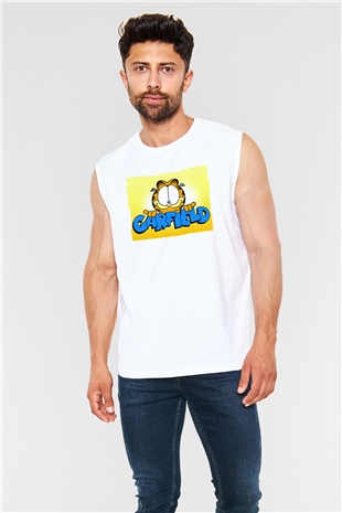 Garfield Beyaz Unisex  Kolsuz Tişört