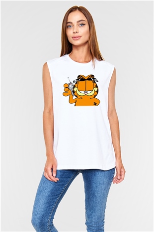Garfield Beyaz Unisex Kolsuz Tişört