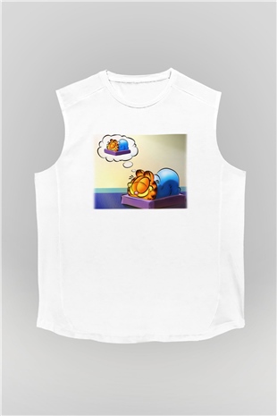 Garfield Beyaz Unisex Kolsuz Tişört