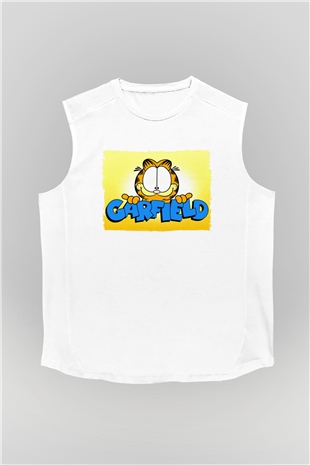 Garfield Beyaz Unisex  Kolsuz Tişört
