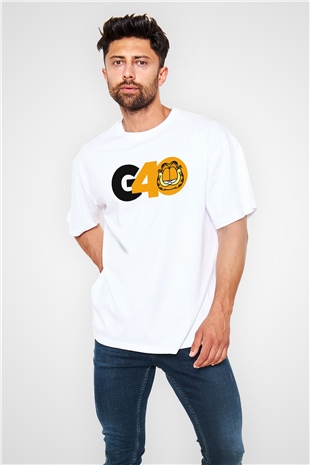 Garfield Beyaz Unisex Oversize Tişört