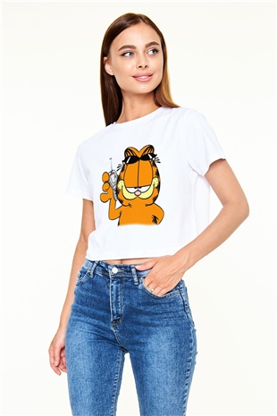 Garfield Beyaz Unisex Oversize Tişört