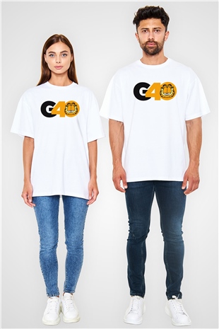 Garfield Beyaz Unisex Oversize Tişört