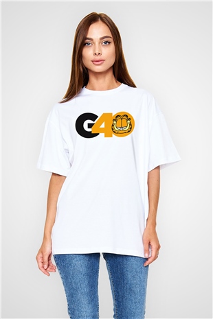 Garfield Beyaz Unisex Oversize Tişört