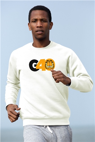 Garfield Beyaz Unisex Sweatshirt