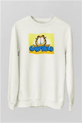 Garfield Beyaz Unisex  Sweatshirt