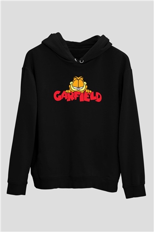 Garfield Siyah Unisex Kapüşonlu Sweatshirt