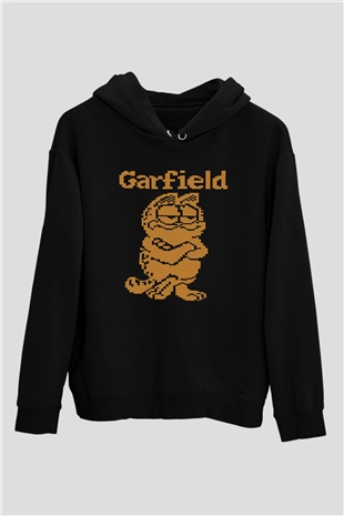 Garfield Siyah Unisex Kapüşonlu Sweatshirt