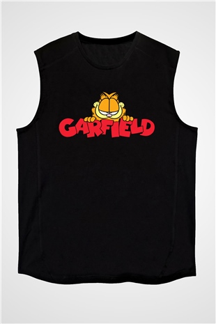 Garfield Siyah Unisex Kolsuz Tişört