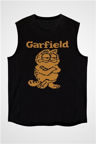 Garfield Siyah Unisex Kolsuz Tişört