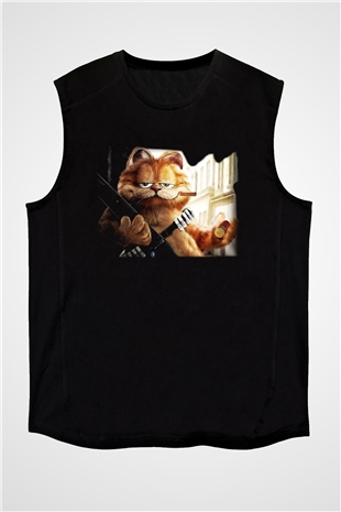 Garfield Siyah Unisex Kolsuz Tişört