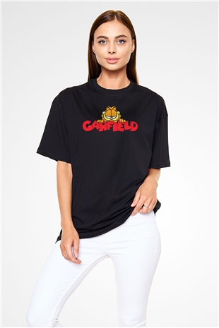 Garfield Siyah Unisex Oversize Tişört