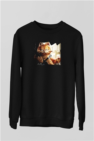Garfield Siyah Unisex Sweatshirt