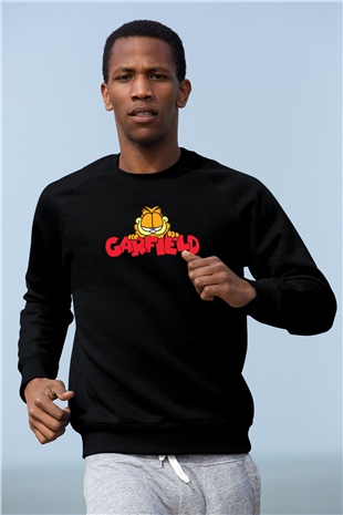 Garfield Siyah Unisex Sweatshirt