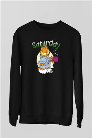 Garfield Siyah Unisex Sweatshirt