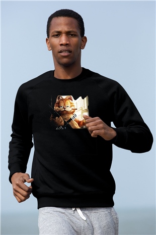 Garfield Siyah Unisex Sweatshirt