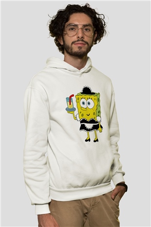 Garson Beyaz Unisex Kapüşonlu Sweatshirt