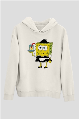 Garson Beyaz Unisex Kapüşonlu Sweatshirt