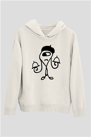 Garson Beyaz Unisex Kapüşonlu Sweatshirt