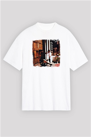 Gary Moore Baskılı Unisex Beyaz Oversize Tişört