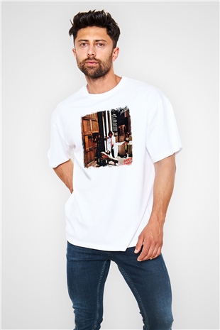 Gary Moore Baskılı Unisex Beyaz Oversize Tişört