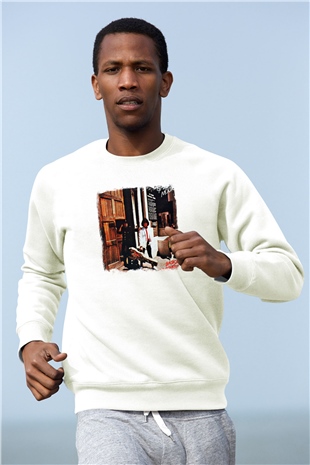 Gary Moore Baskılı Unisex Beyaz Sweatshirt