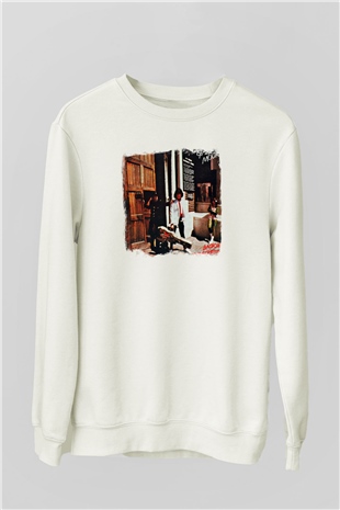 Gary Moore Baskılı Unisex Beyaz Sweatshirt